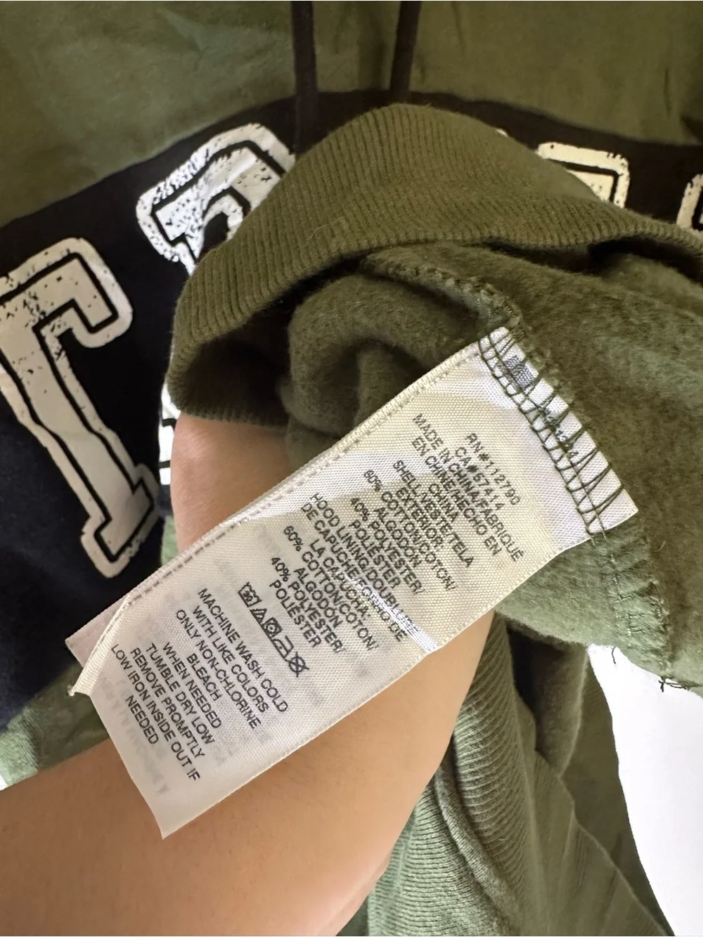 True Religion Hoodie Olive Green Black Split Arch Spellout Pullover Sweatshirt